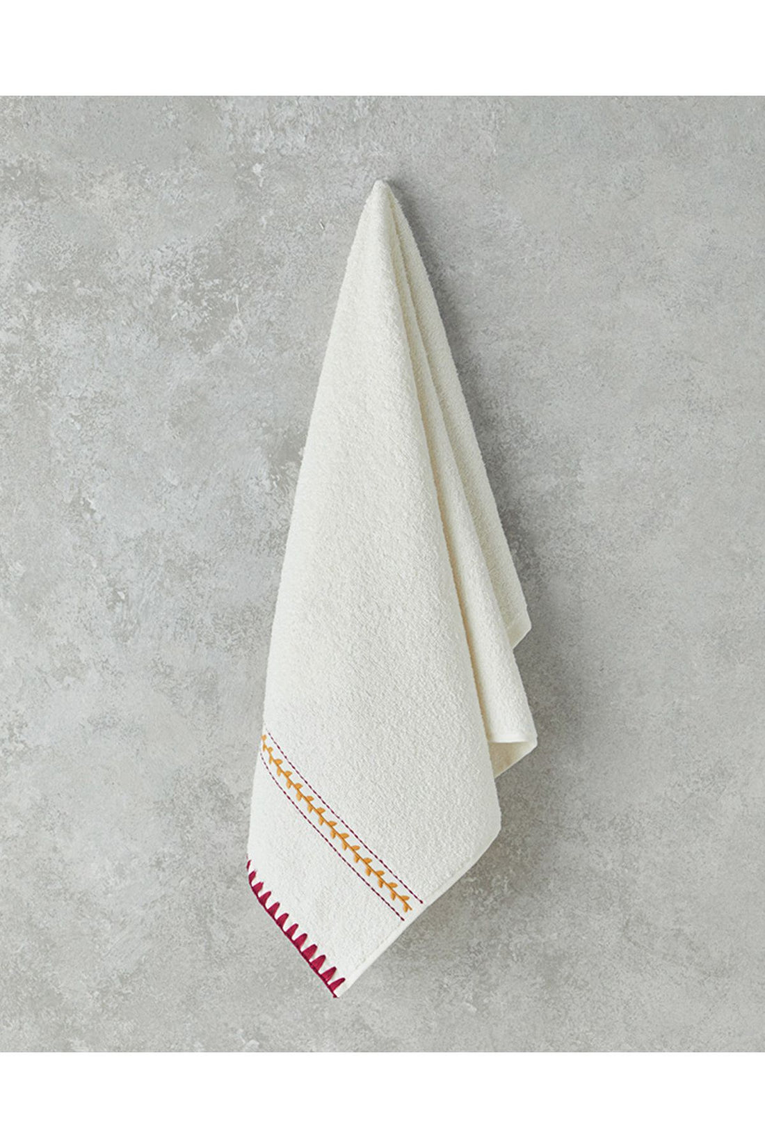 Linefull Chain Cotton Face Towel Ecru