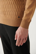 Men's Camel Half Turtleneck Cotton Knitwear Sweater E005106