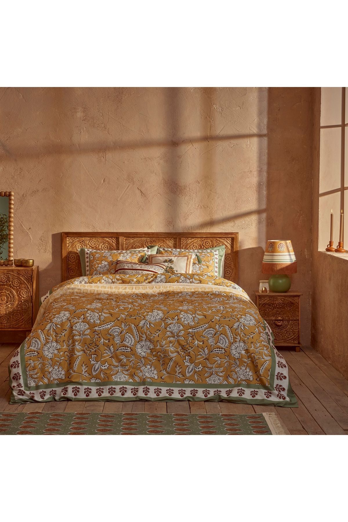 100% Cotton Satin Indian Double Bed Linen Set (200x220)