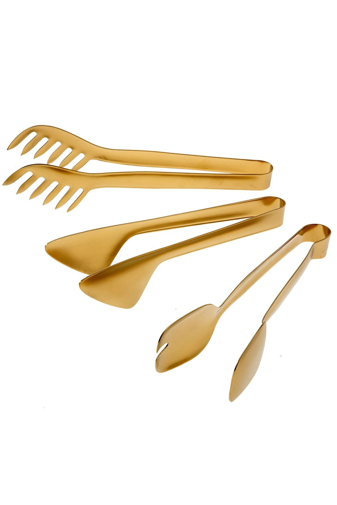 Steel Titanium Gold Set of 3 Tongs