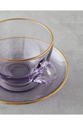 Blaze Glass 4 Pieces 2 Seater Cup Set 240 ml Purple