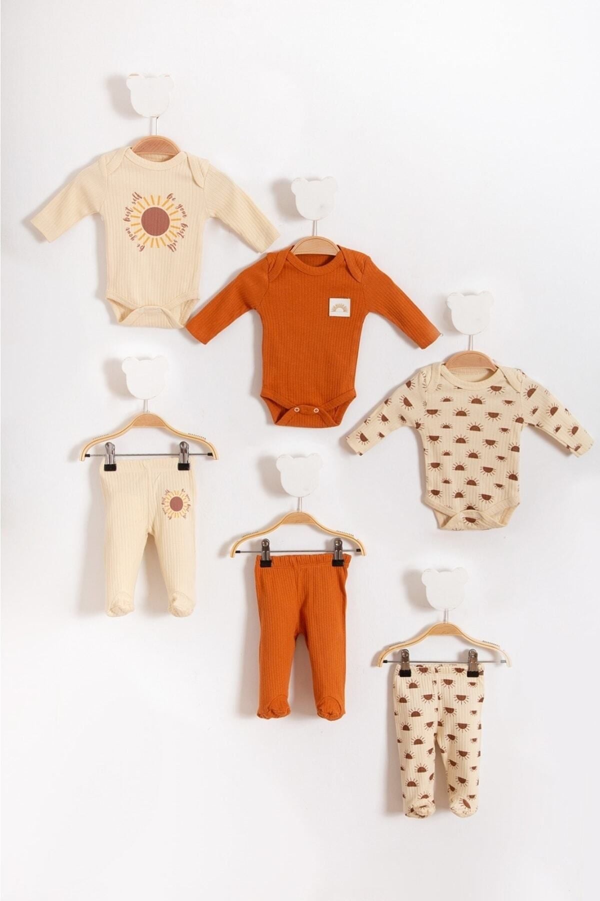 Sun Pattern Combed Baby 3-Piece Bottom Top Suit Set Colorful Assorted