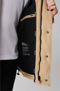 Men's Beige Stand Collar Polyester Garnished Velvet Inflatable Coat A32y6136