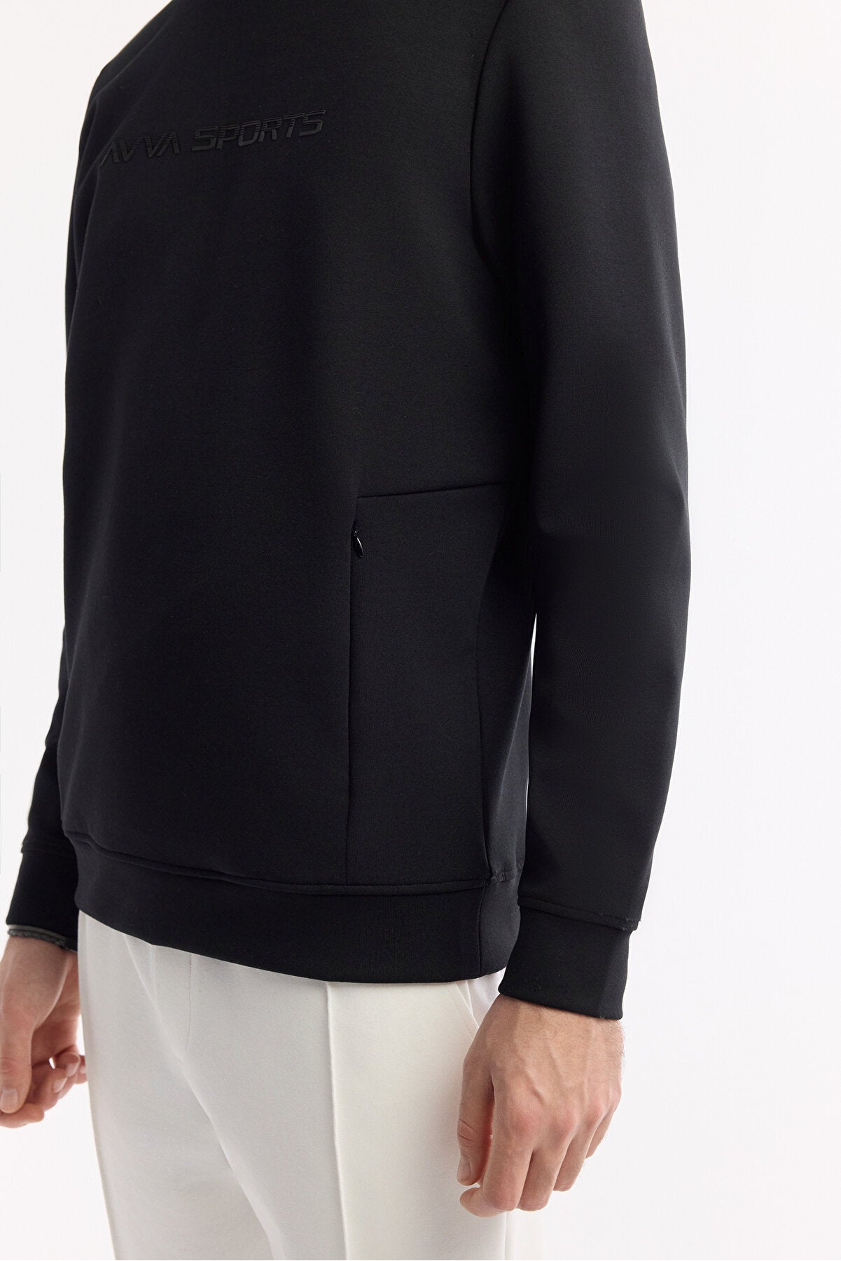 Erkek Siyah Bisiklet Yaka Baskılı Bi-Stretch İnterlok Regular Fit Sweatshirt A51Y1208