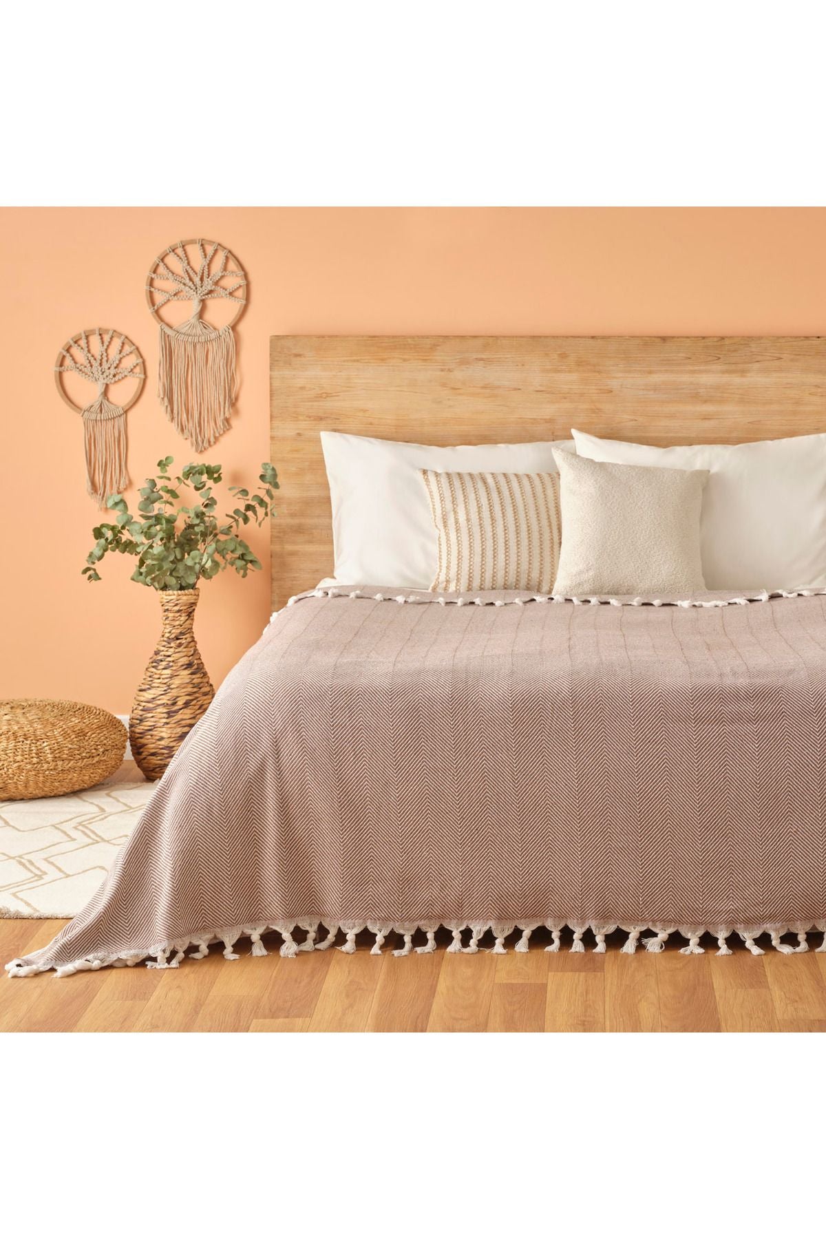 100% Cotton Nina Double Bed Sheet Brown (200x230 cm)