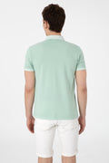 Men's Slim Fit Polo Neck Water Green Wash Basic T-Shirt