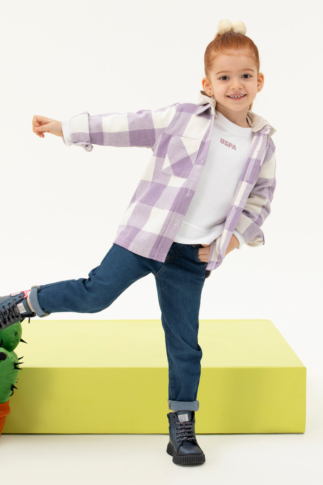 Girls' Lilac Long Sleeve Hooded Shirt