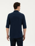 Navy Blue Slim Fit Long Sleeve Shirt