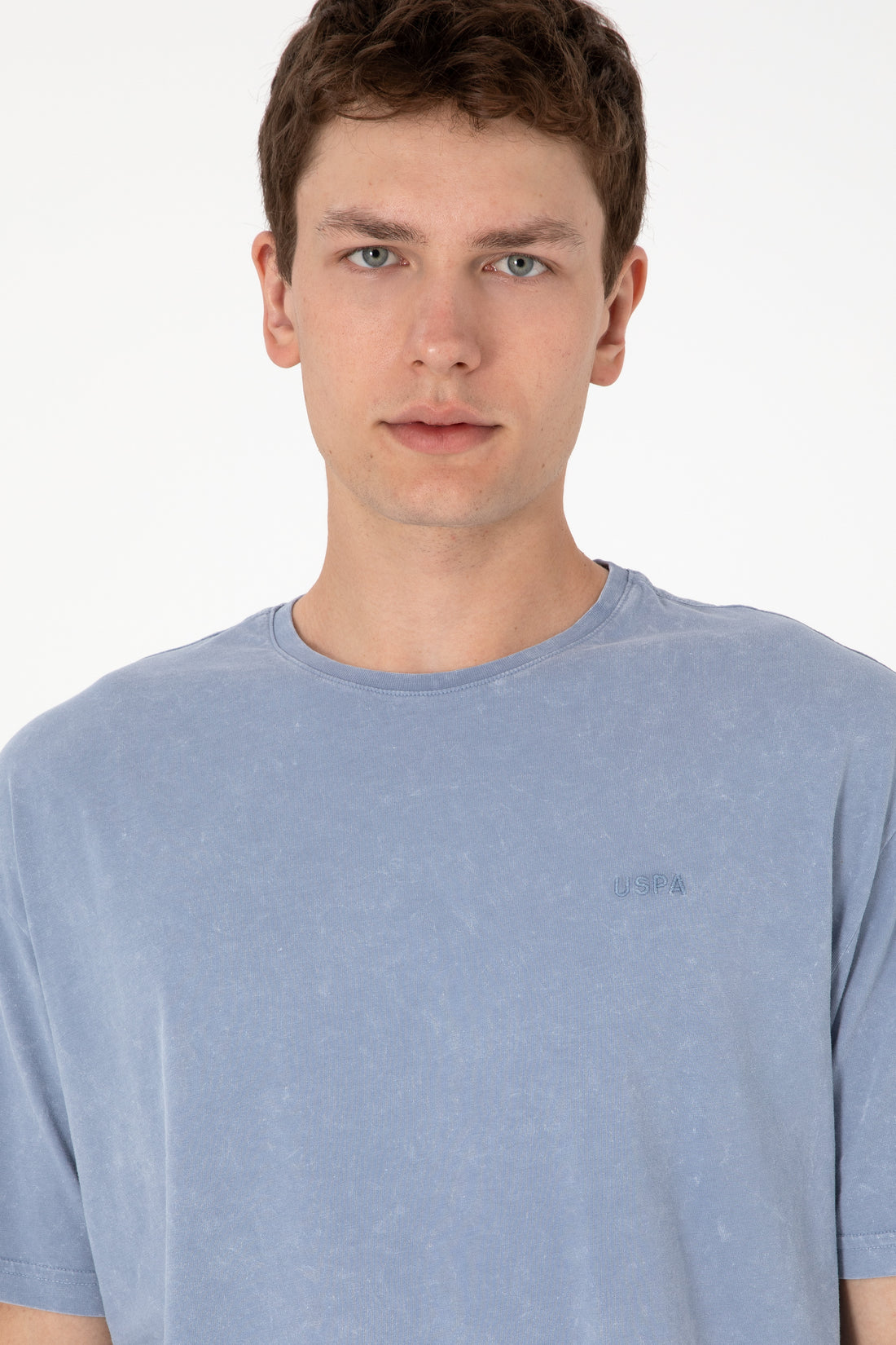 Men's Comfort Fit Crew Neck Blue Wash T-Shirt