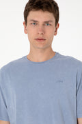 Men's Comfort Fit Crew Neck Blue Wash T-Shirt