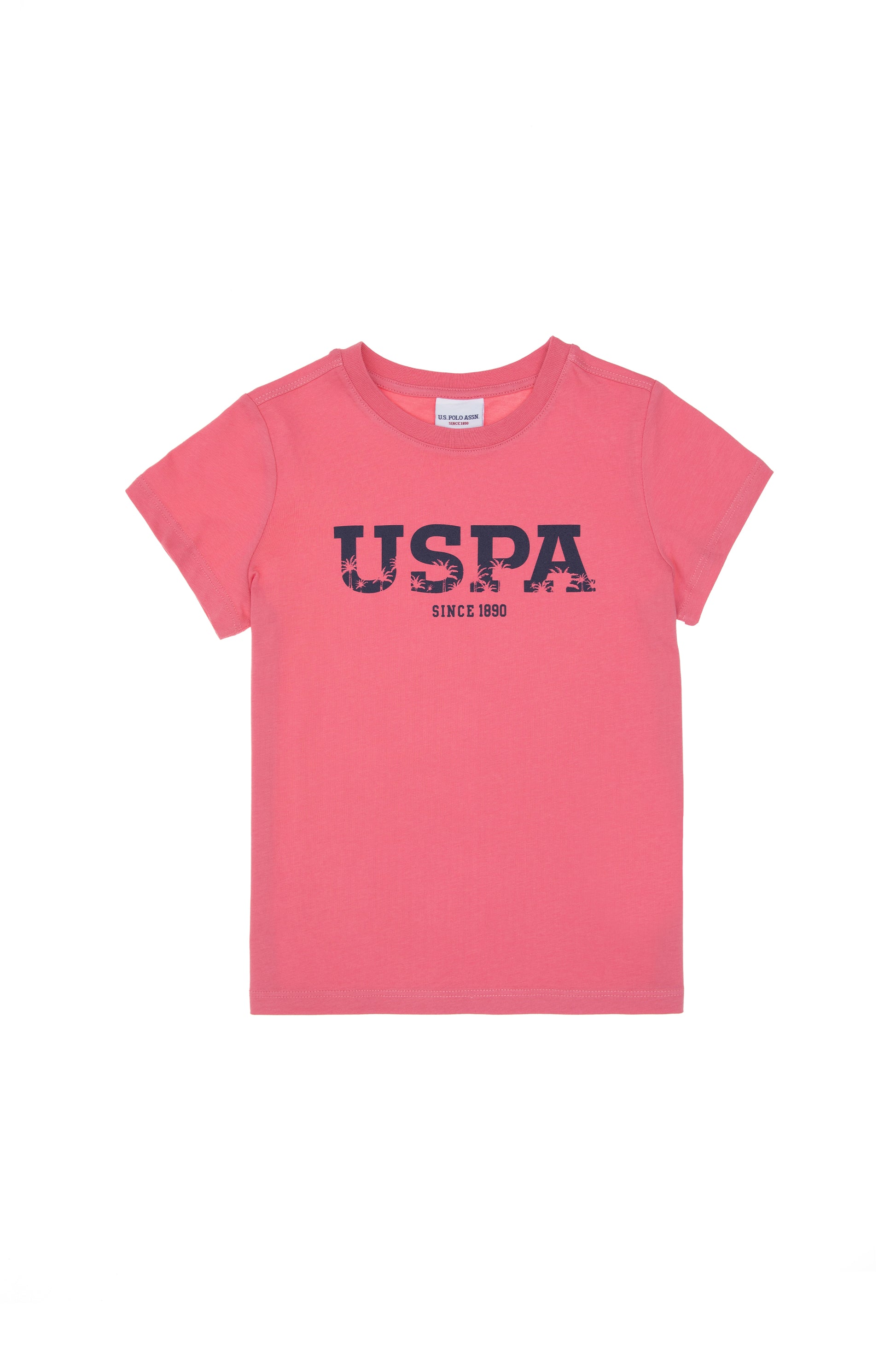 Boys' Pink Basic Crew Neck T-Shirt