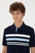 Men's Regular Fit Polo Neck Navy T-Shirt