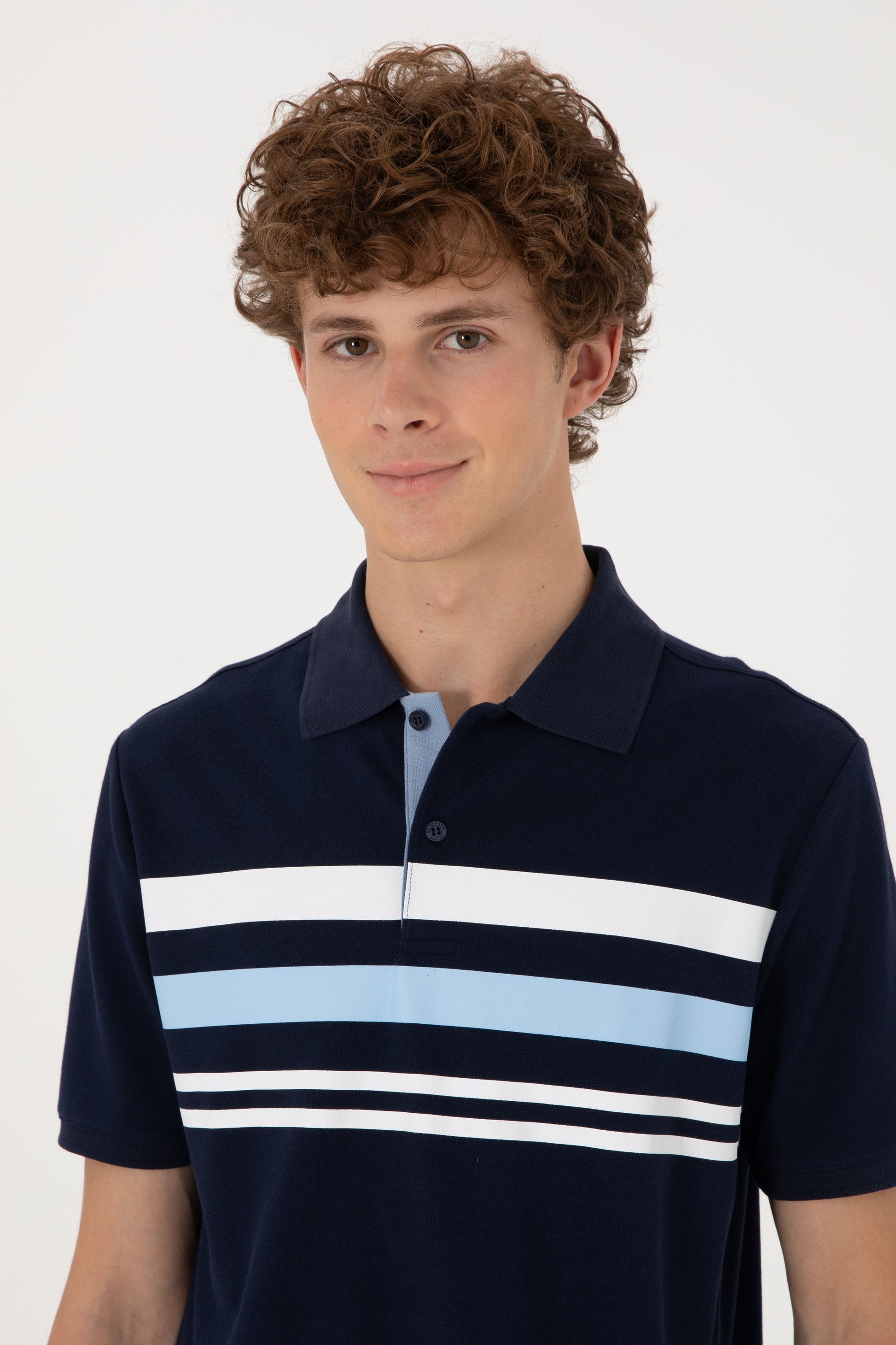 Men's Regular Fit Polo Neck Navy T-Shirt