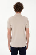 Men's Slim Fit Polo Neck Stone Basic T-Shirt