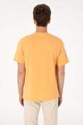 Men's Comfort Fit Crew Neck Orange T-Shirt