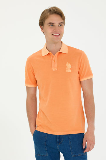 Men's Orange Basic Polo Neck T-Shirt