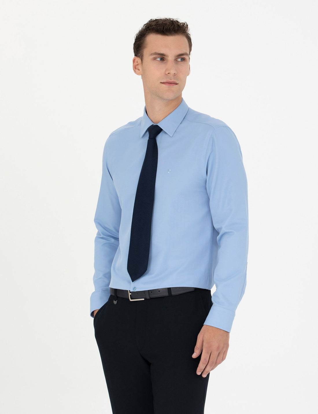 Blue Slim Fit Long Sleeve Basic Shirt