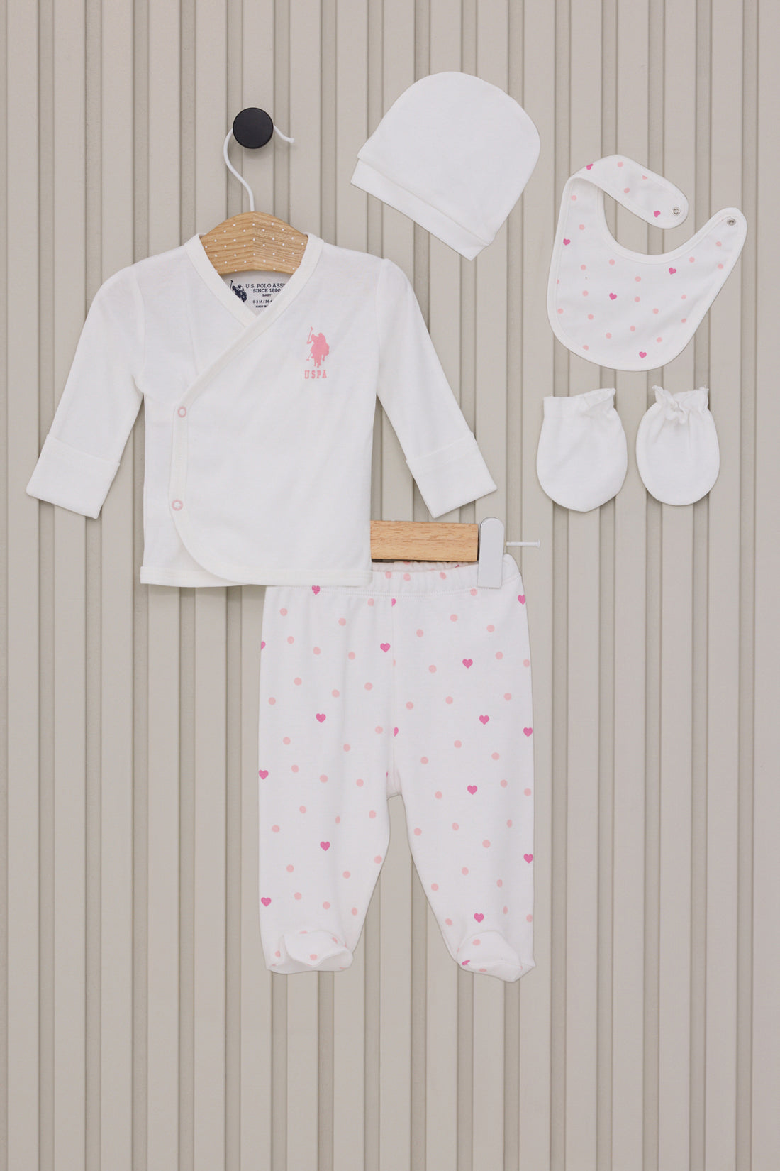 Baby Girl White Hospital Outlet 100% Cotton 5-Piece Zipper Set