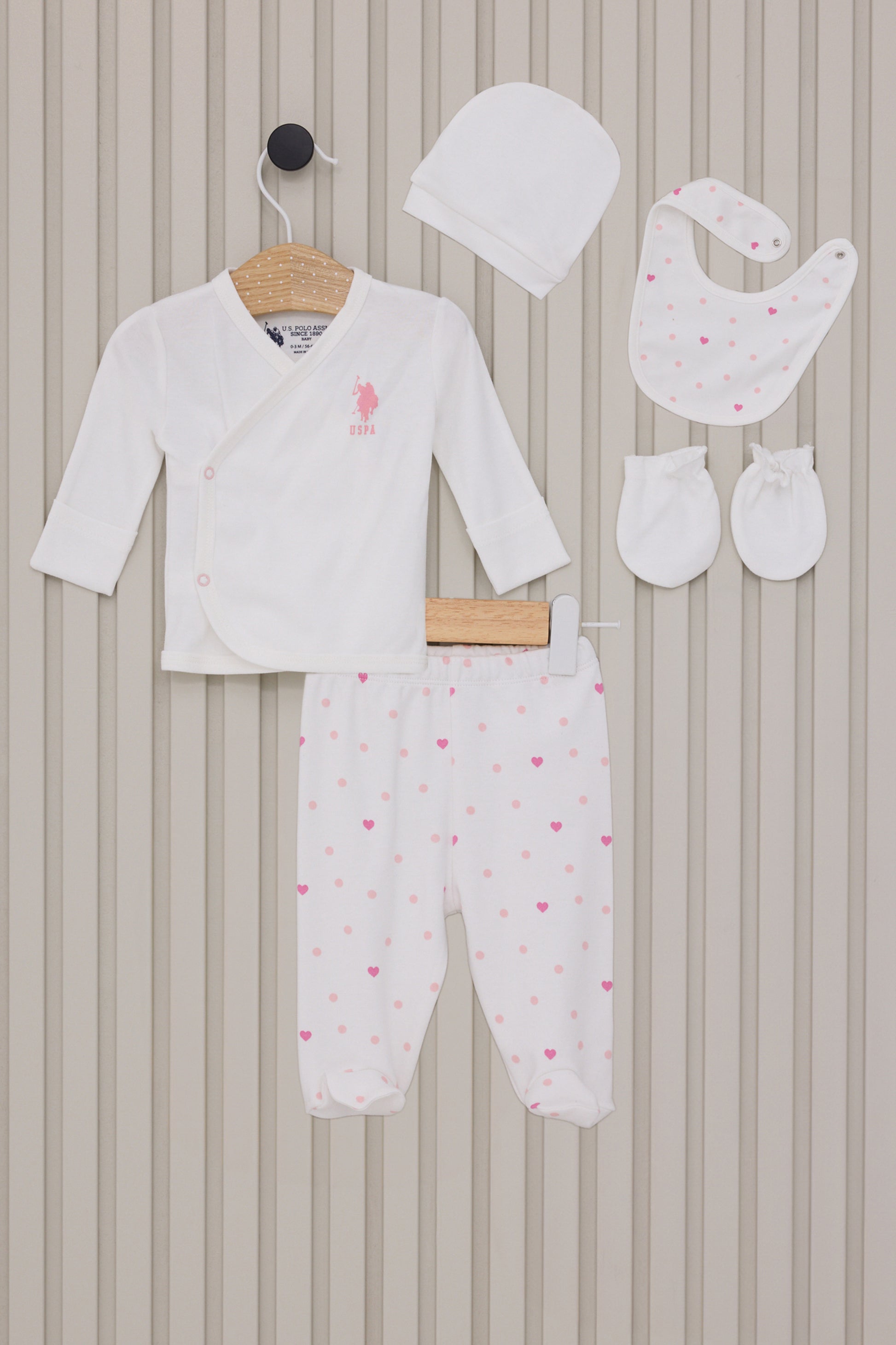 Baby Girl White Hospital Outlet 100% Cotton 5-Piece Zipper Set