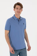 Men's Regular Fit Polo Neck Dark Blue Basic T-Shirt