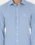 Blue Striped Ex. Slim Fit Long Sleeve Shirt