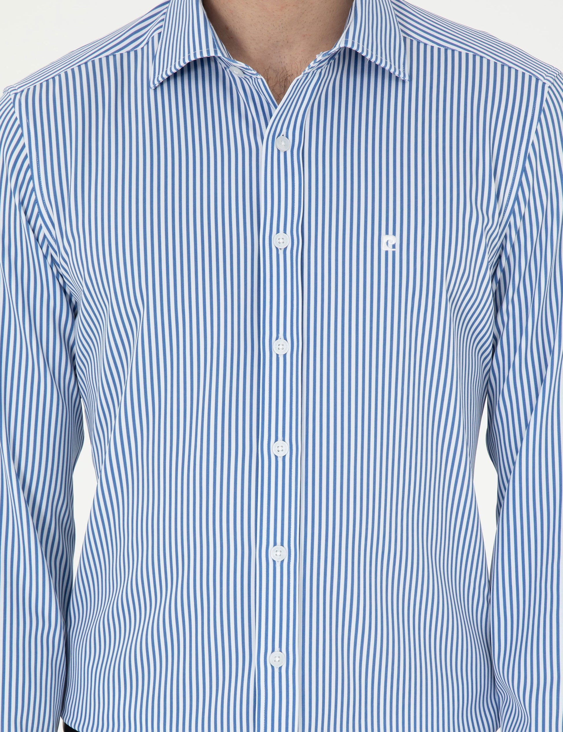 Blue Striped Ex. Slim Fit Long Sleeve Shirt