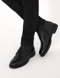 Black 100% Leather Rubber Sole Boots