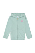Girls' Water Green Zipper Basic Sweatshirt