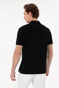 Men's Regular Fit Polo Neck Black Basic T-Shirt