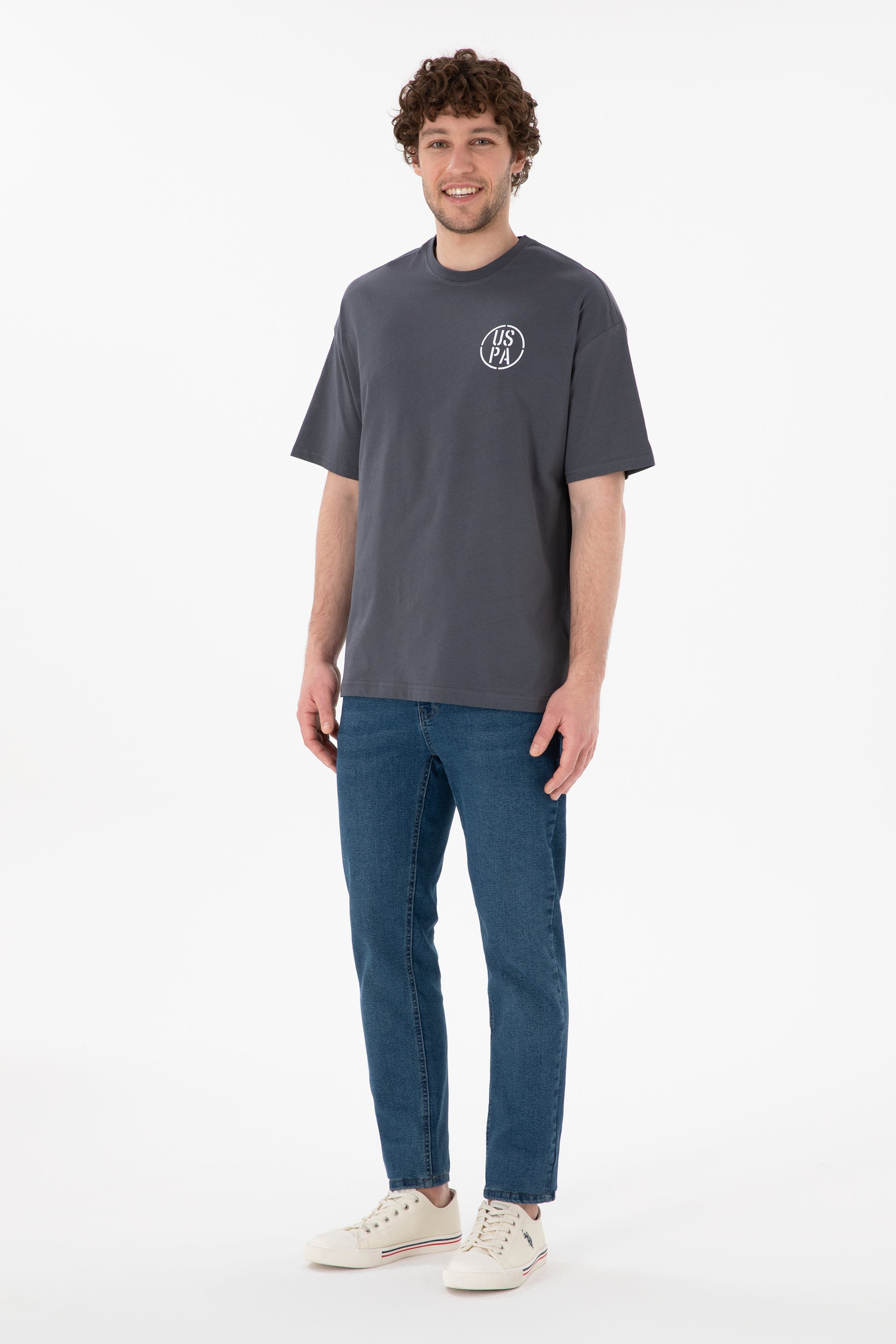 Men's Oversize Fit Crew Neck Anthracite T-Shirt