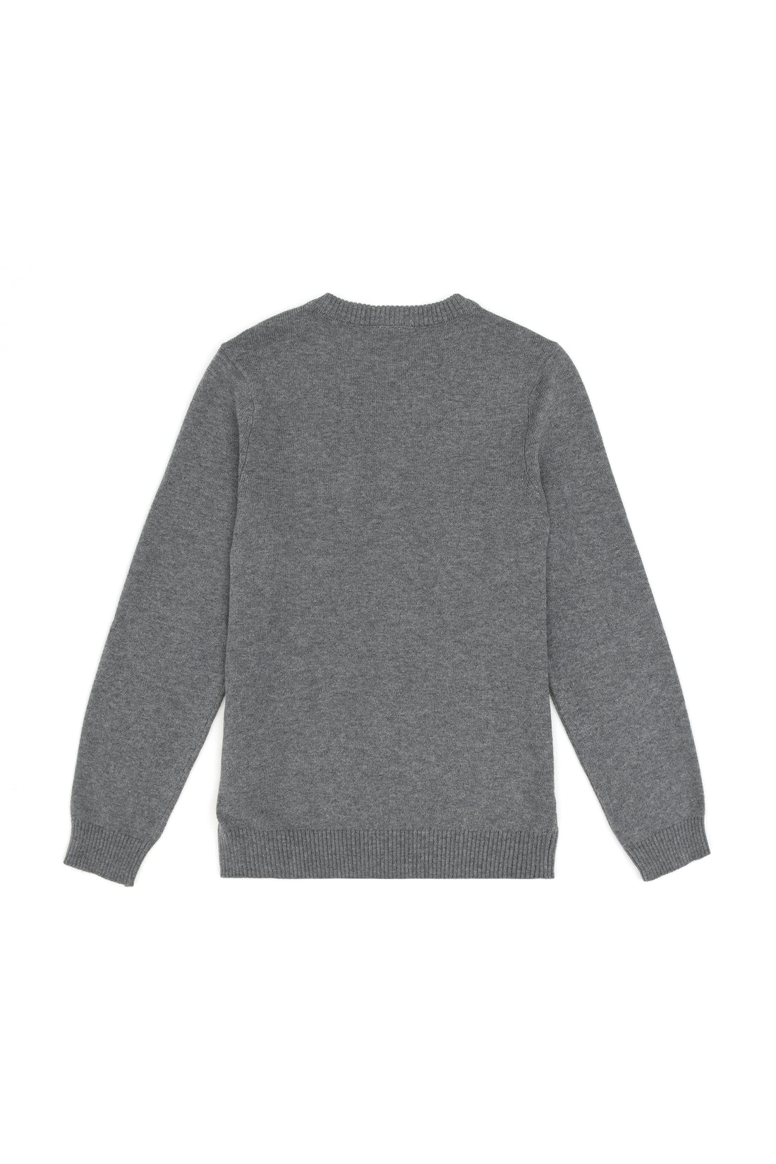 Boys' Grey Melange Basic V Neck Sweater