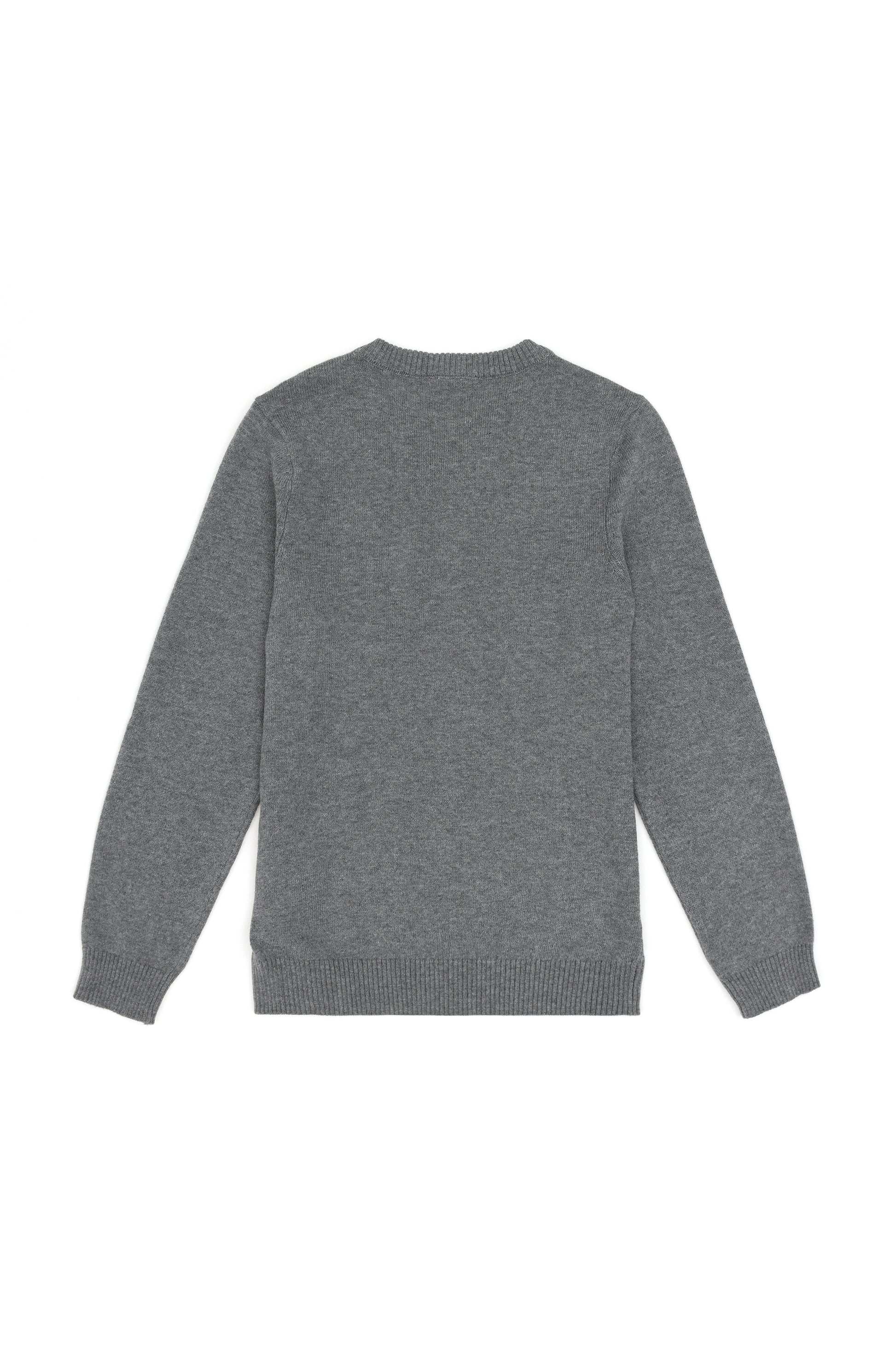Boys' Grey Melange Basic V Neck Sweater