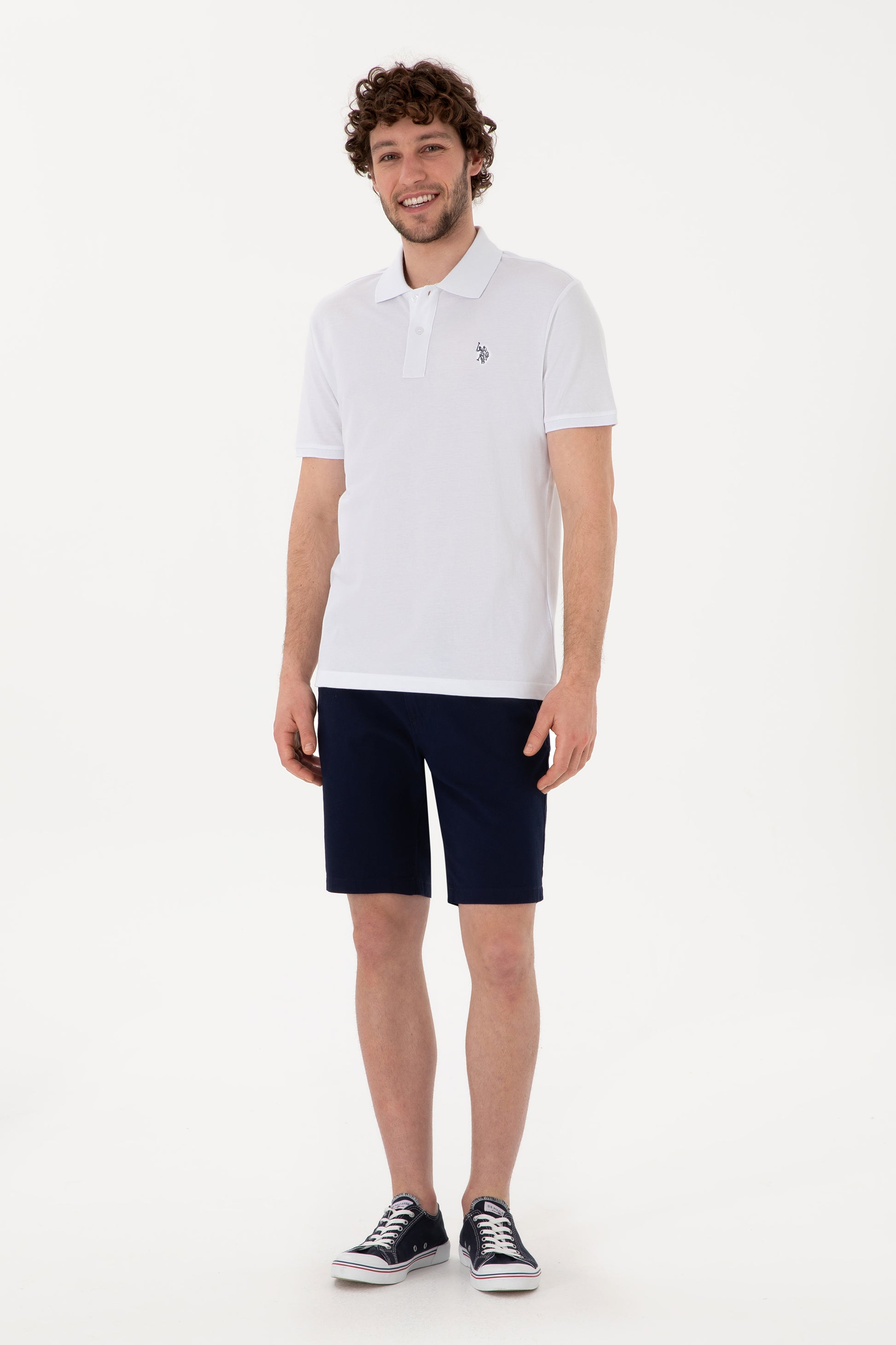 Men's Slim Fit Polo Neck White Basic T-Shirt
