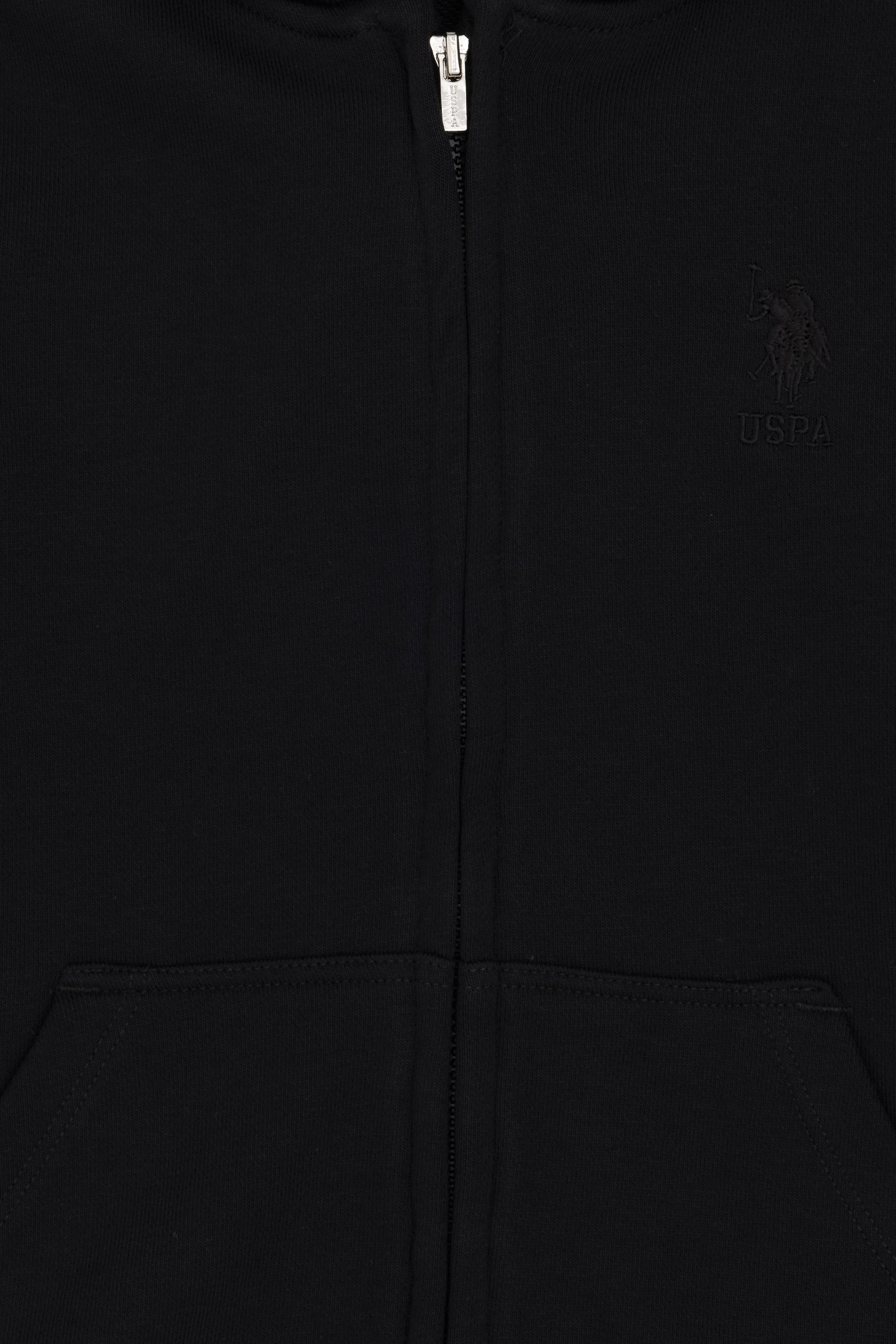 Boy's Black Basic Zipper Sweatshirt