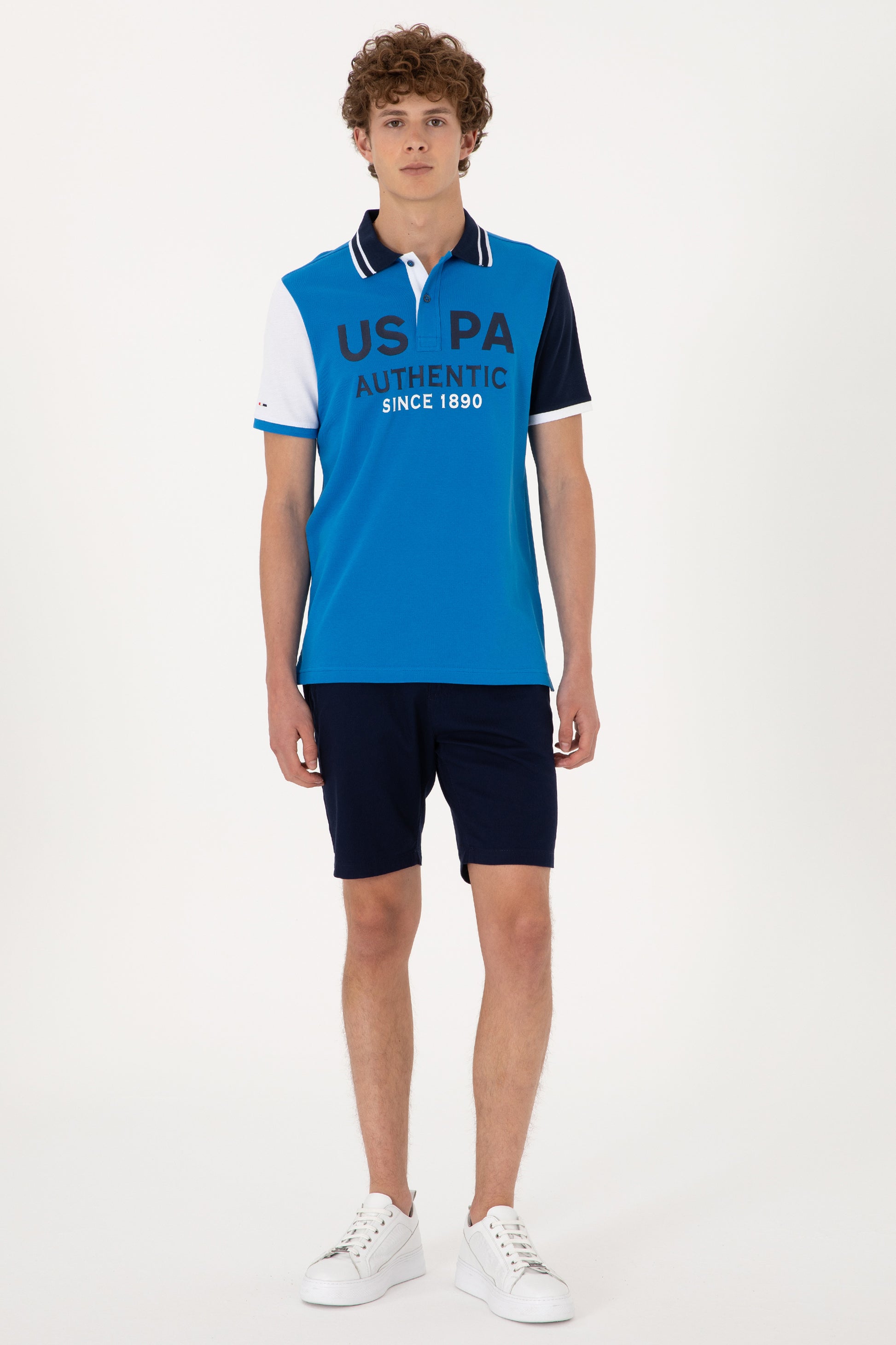 Men's Regular Fit Polo Neck Cobalt Blue T-Shirt