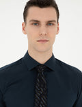 Navy Blue Ex. Slim Fit Long Sleeve Basic Shirt