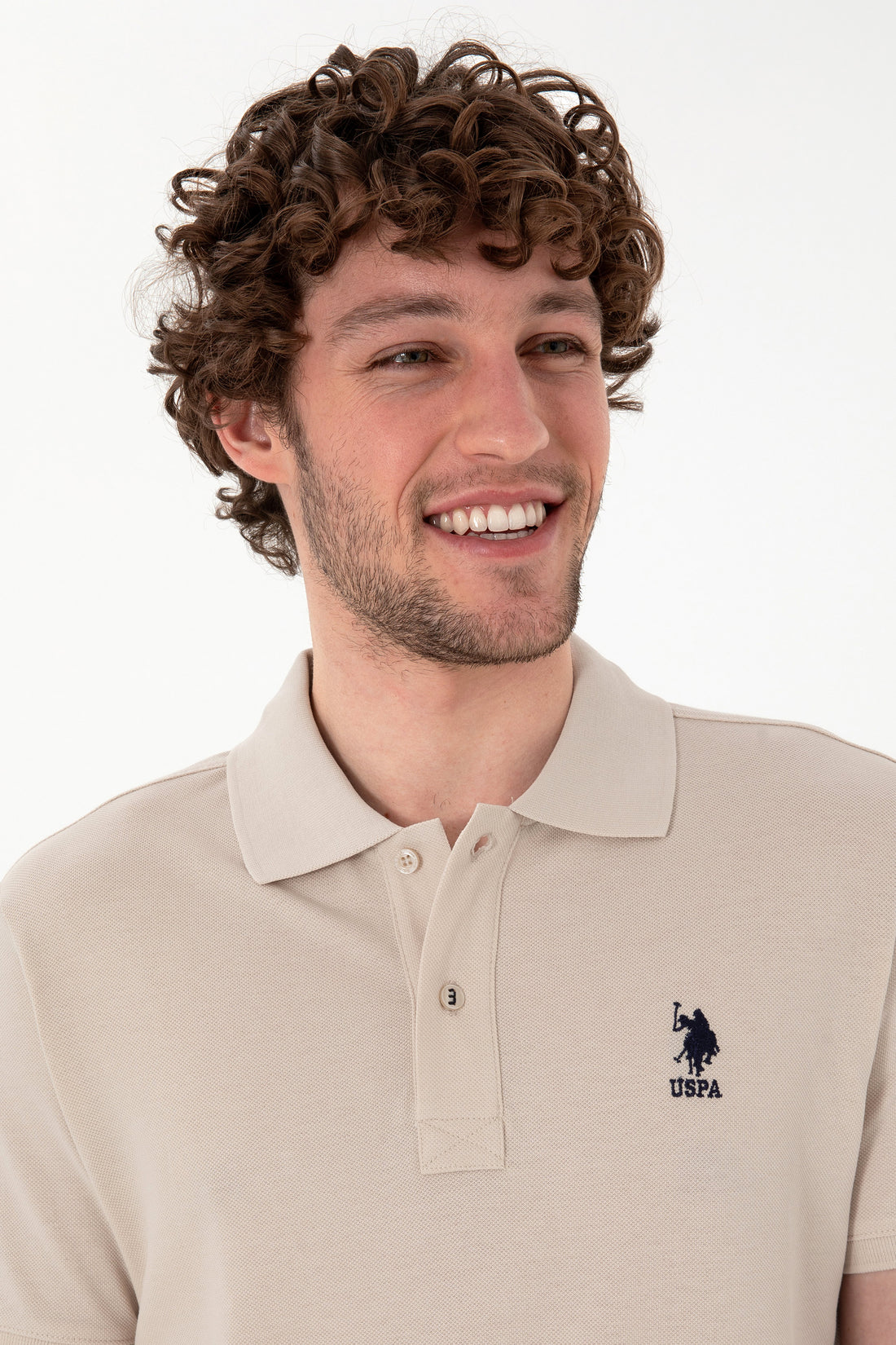 Men's Slim Fit Polo Neck Stone Basic T-Shirt
