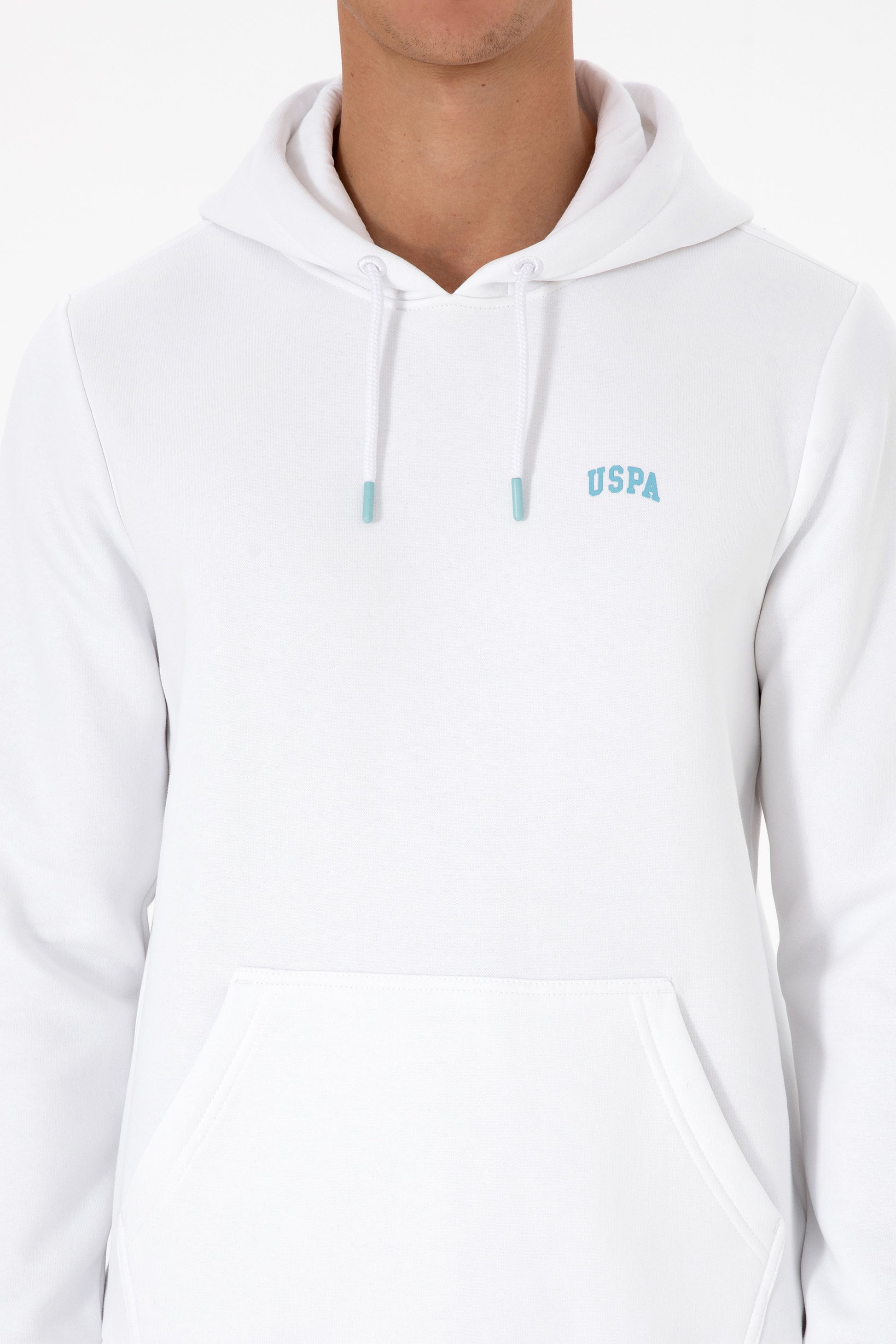 Erkek Regular Fit Kapüşonlu Beyaz Basic Sweatshirt