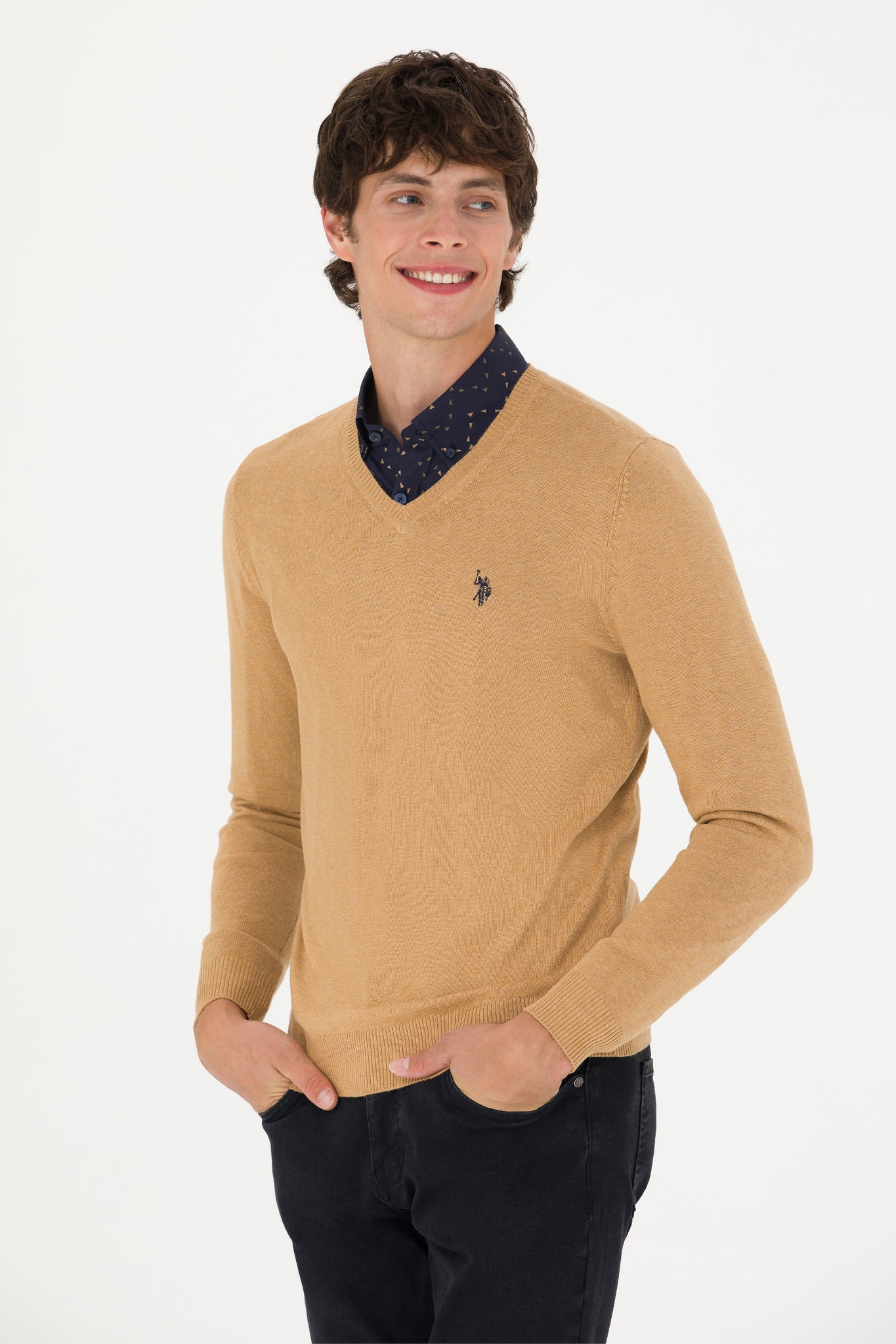 Men's Sand Melange Basic Sweater