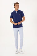 Men's Slim Fit Polo Neck Light Navy Basic T-Shirt