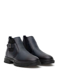 Navy Blue 100% Leather Boots