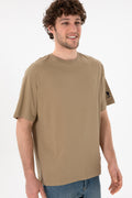 Men's Oversize Fit Crew Neck Khaki T-shirt