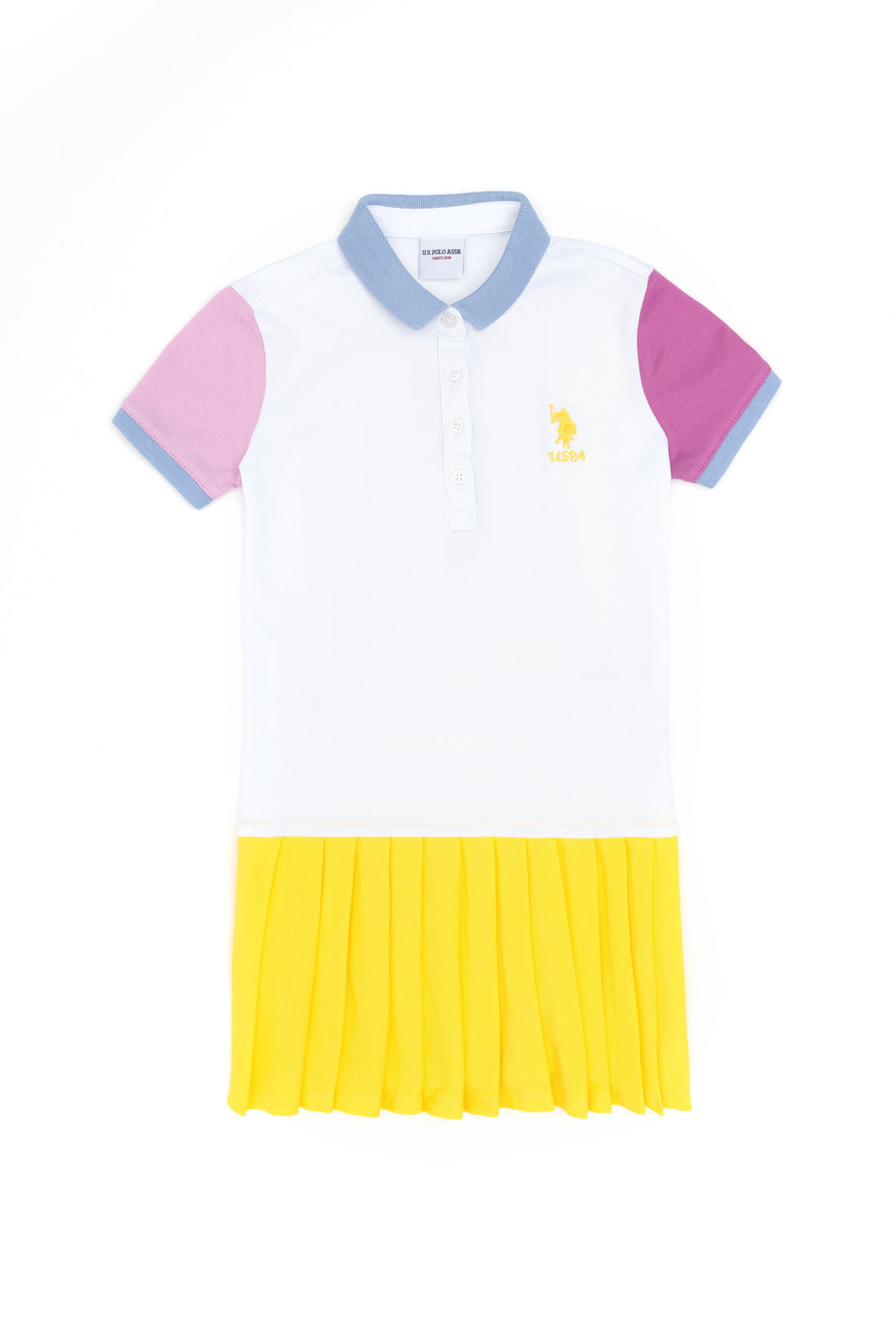 Girls' White Polo Neck Knitted Dress
