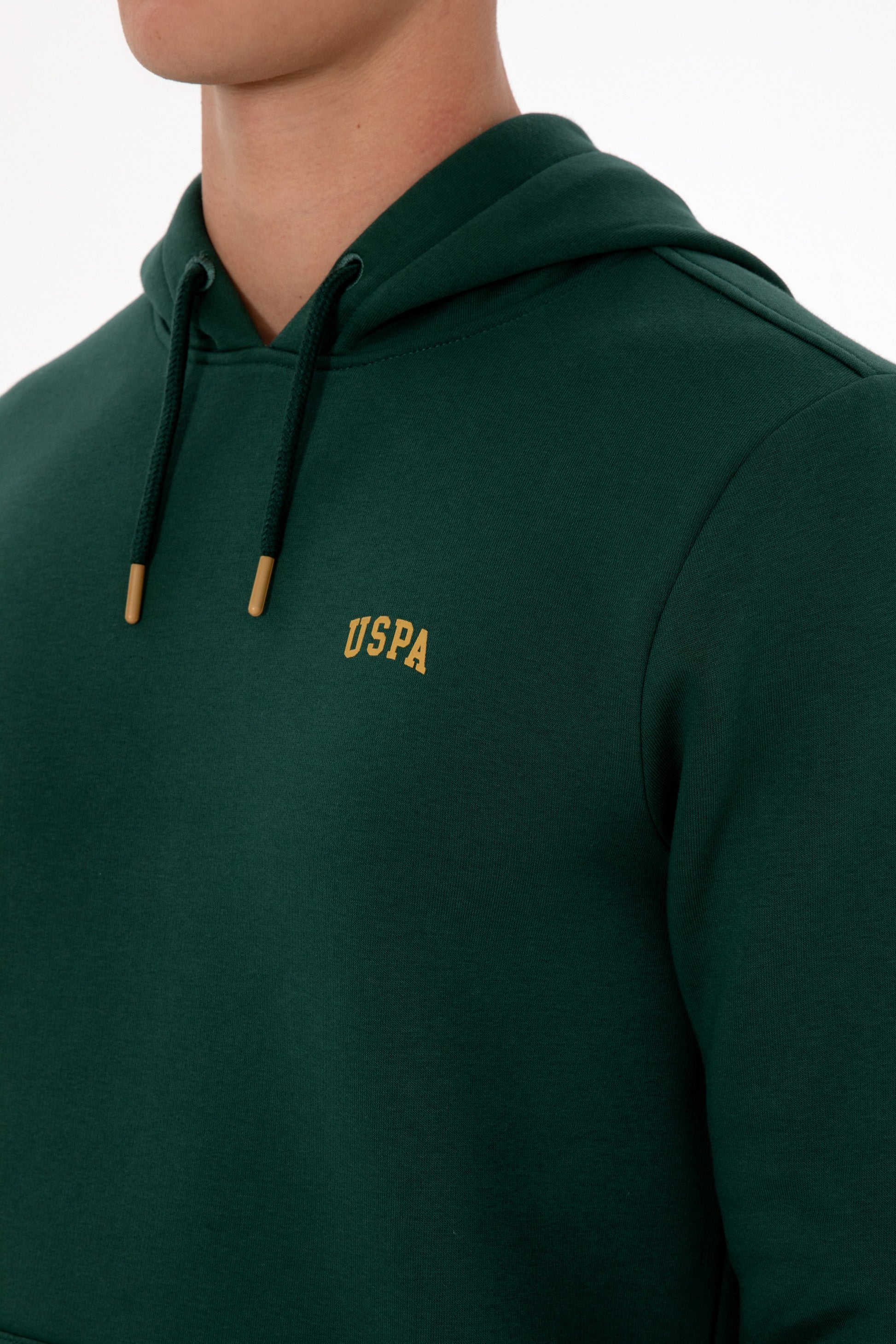 Erkek Regular Fit Kapüşonlu Koyu Yeşil Basic Sweatshirt