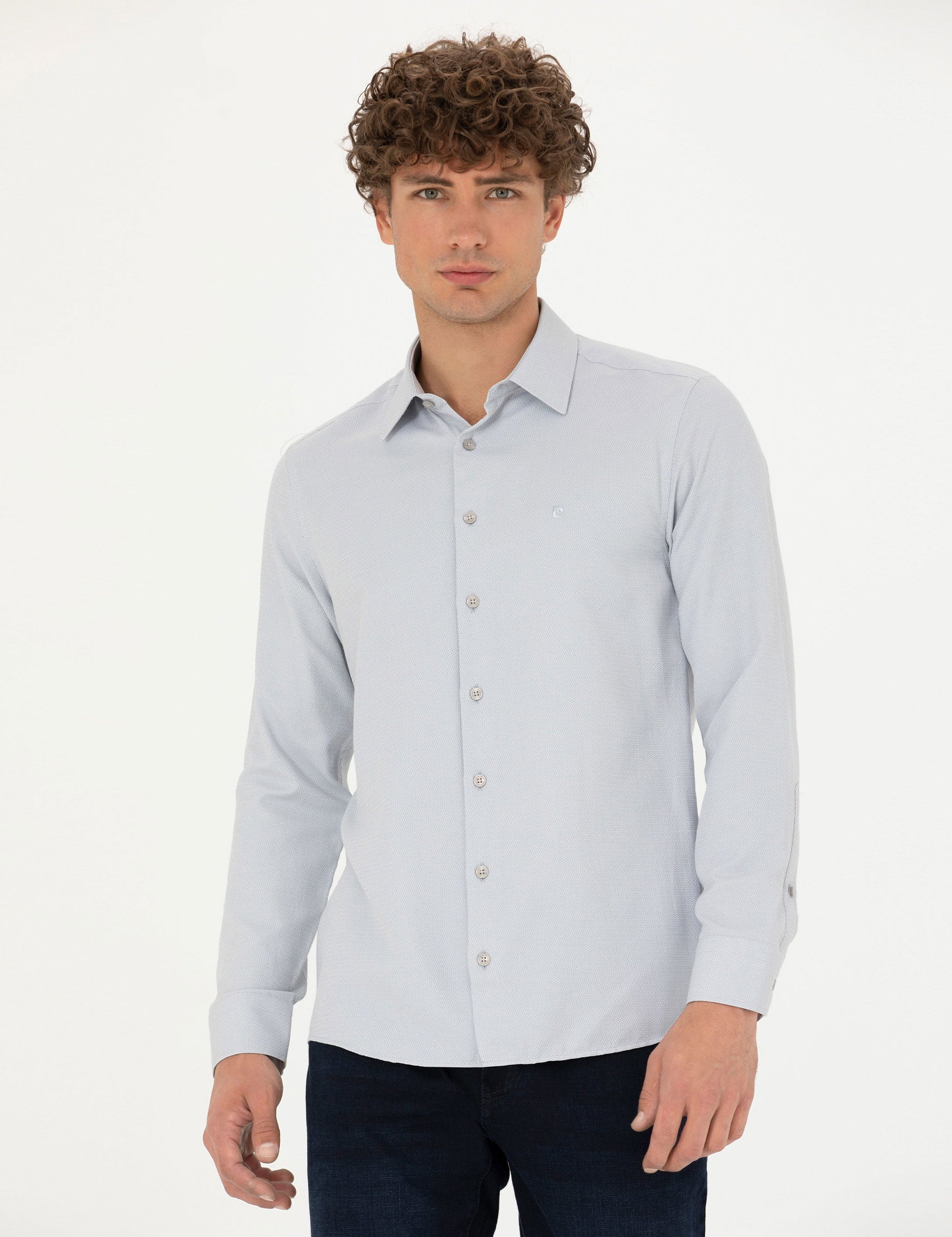 Grey Slim Fit Long Sleeve Shirt