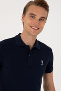Men's Slim Fit Polo Neck Navy Basic T-Shirt