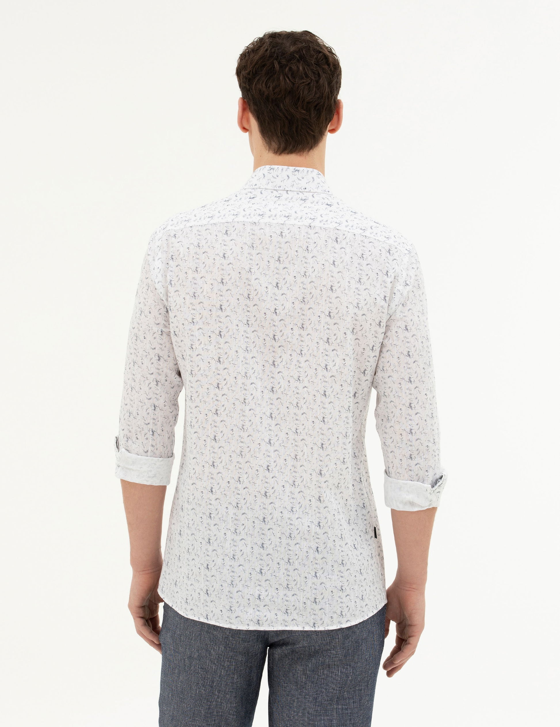 Navy Blue Slim Fit Long Sleeve Shirt