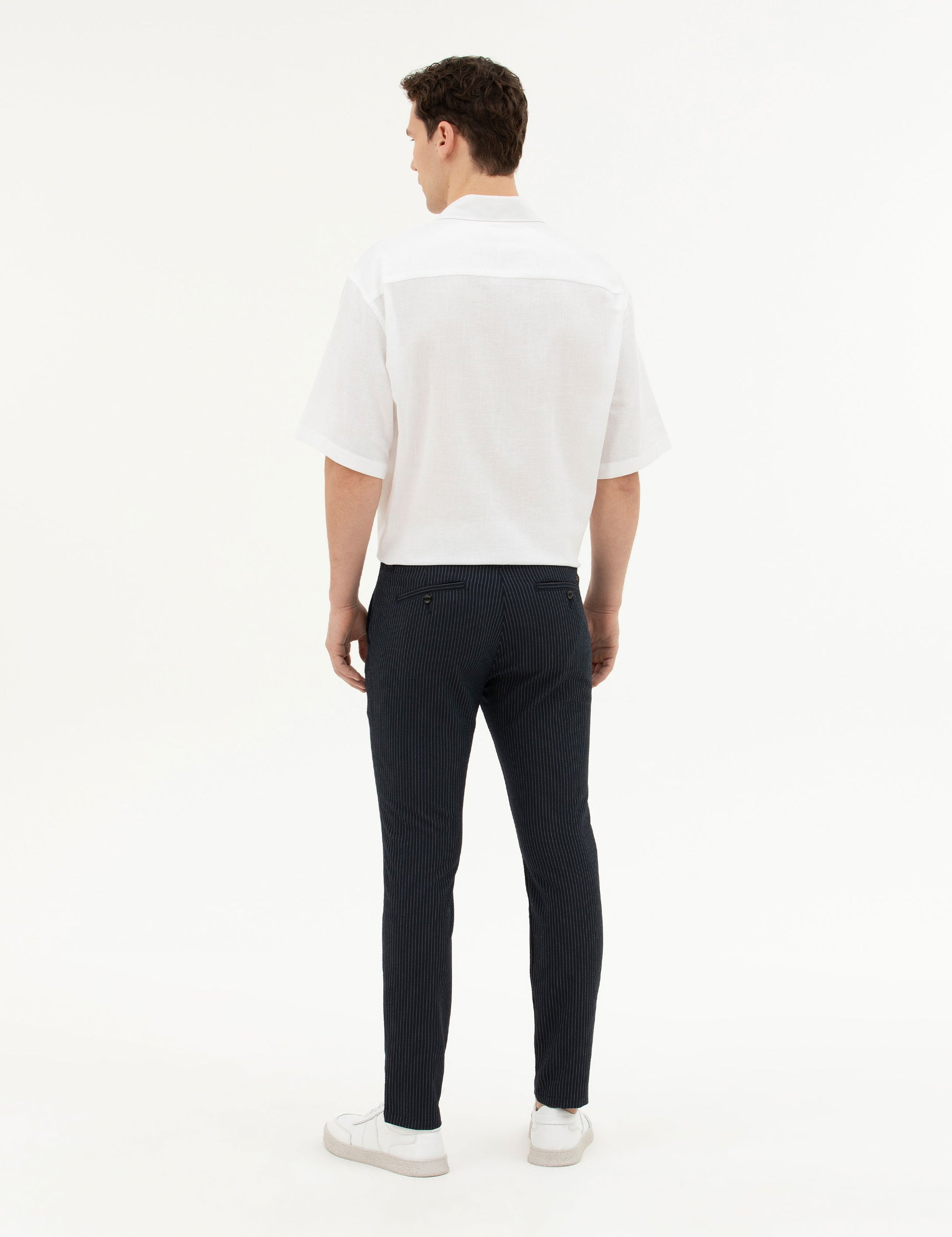 Navy Blue Slim Fit Canvas Pants