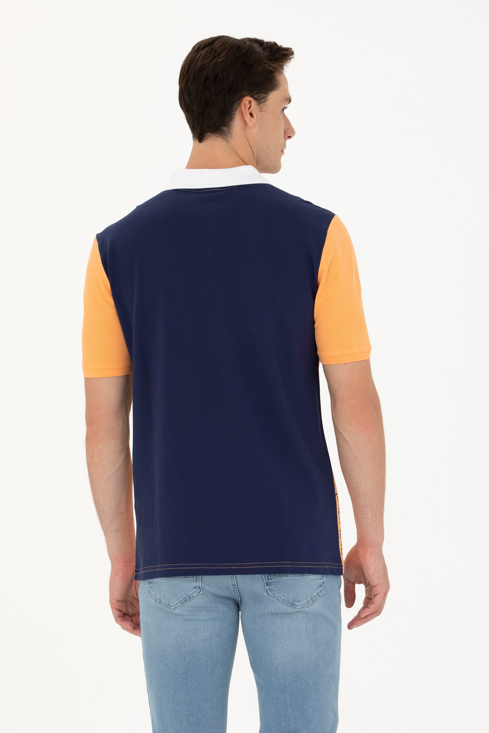 Men's Orange Polo Neck T-Shirt