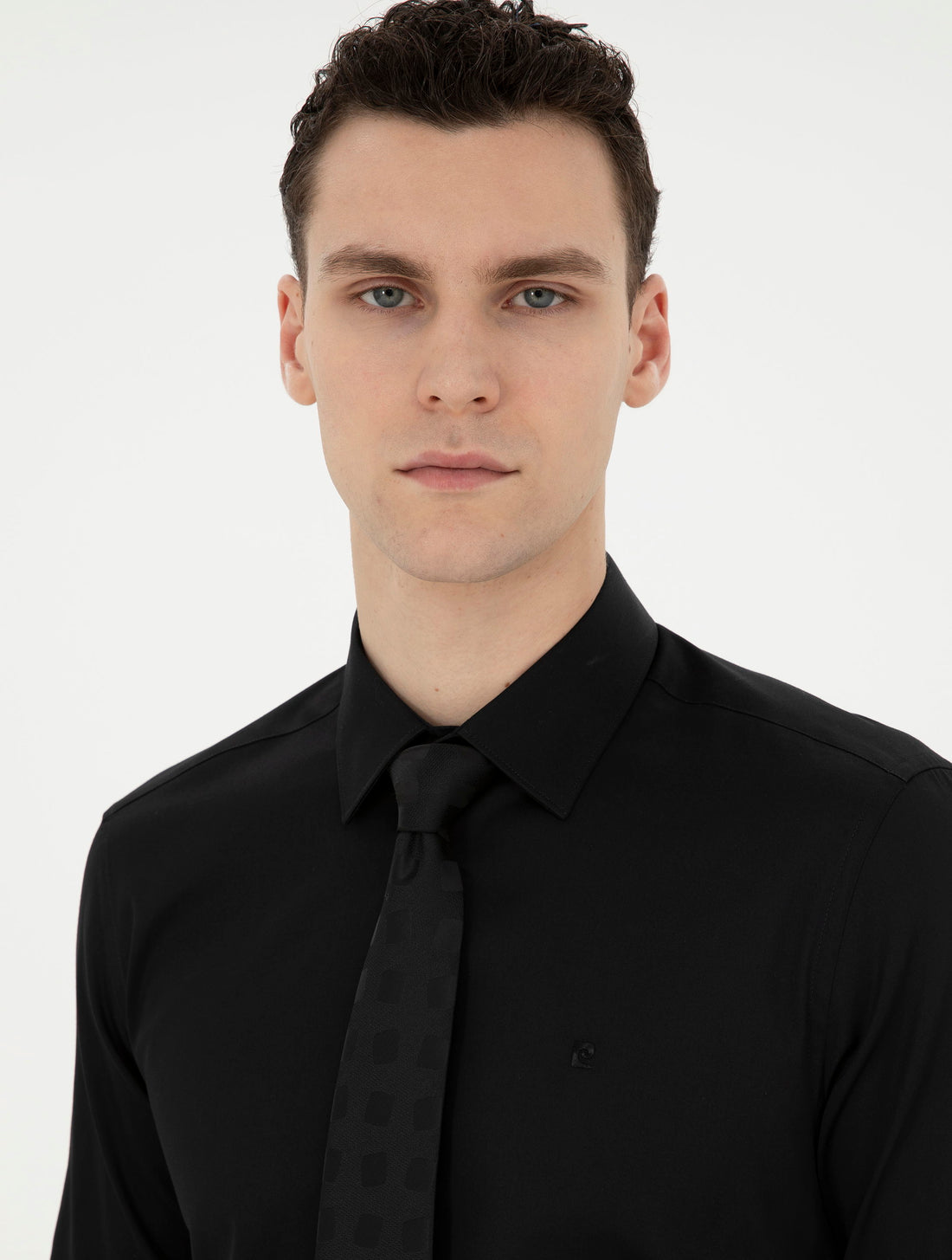 Black Slim Fit Long Sleeve Basic Shirt